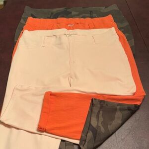 Set of 3: Pink, Salmon, & Camouflage Capris - XL size 16-18